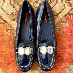 Vintage Prada patten leather loafers